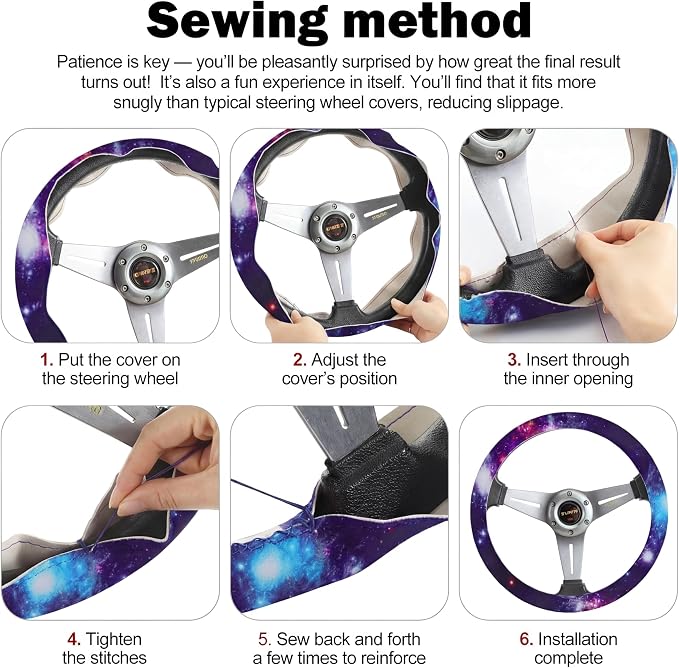 Frienda 15 Pieces Galaxy Car Seat Cover Steering Wheel Cover Universal Star Space Galaxy Car Accessories Separate Headrest Seat Belt Pads fit for Auto Truck Van SUV