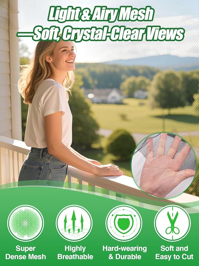 40x10ft Large Mosquito Net - Mesh Netting for Garden Skin and Plants Protection, Patio Bird Bug Screen, Black