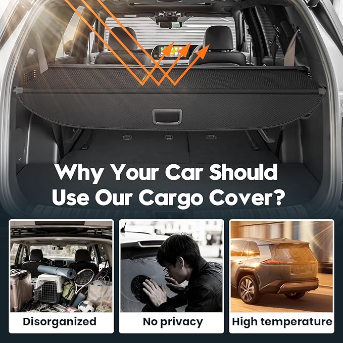 Powerty Retractable Cargo Cover for 2020-2025 Hyundai Palisade, Carbon Fiber Texture Trunk Cover Privacy Screen Rear Security Shade for Palisade Accessories