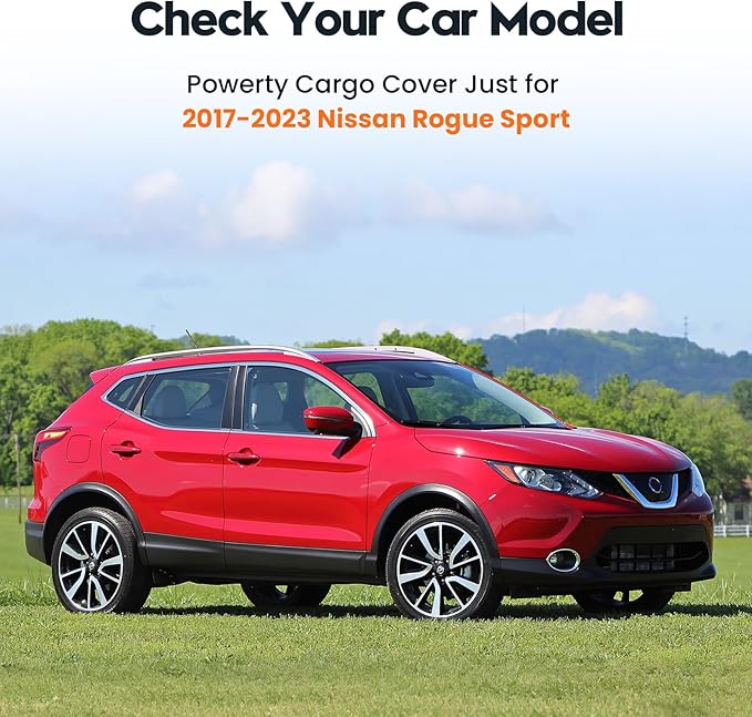 Powerty Cargo Cover for 2017-2023 Nissan Rogue Sport Accessories(Not for Nissan Rogue) Trunk Cover Trunk Shielding Shade Cargo Luggage Cover Black (Can Withstand The Load)