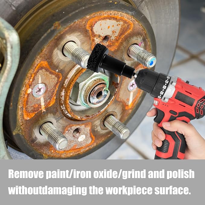 10 Pcs Wheel Hub Cleaning Tool Kit, Wheel Stud Cleaner and Hub Resurfacing Kit Includes 8 Pads, Quick Rust Removal, Fits 1/2” Wrenches or Power Drill, Automotive Maintenance Tool