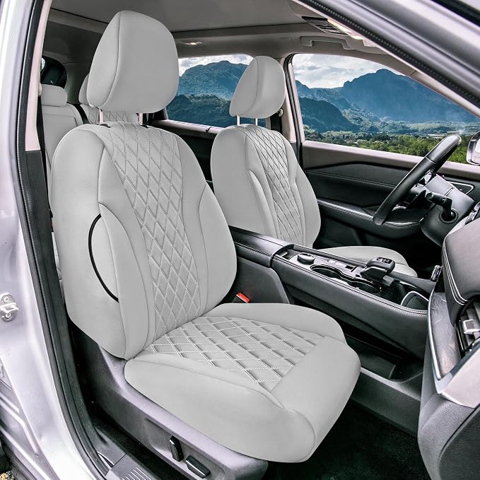FH Group Custom-Fit Car Seat Covers Specifically Made for 2021-2026 Nissan Rogue, Front Set Solid Gray Ultraflex Neoprene Waterproof Automotive Seat Cover
