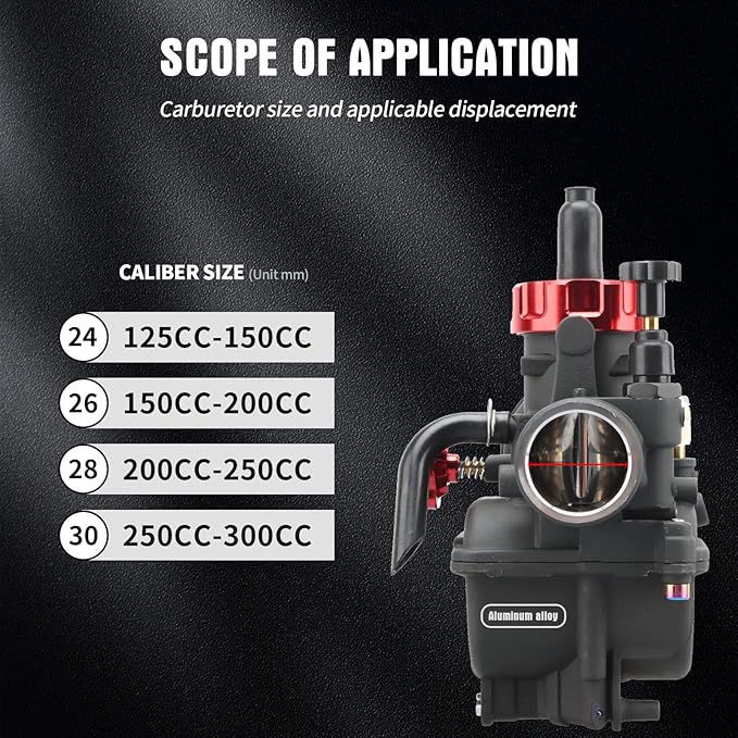 NIBBI PE24mm Carburetor 140cc-150cc Replacement High Performance with Carb Jets, Fit for 140cc-150cc YAMAHA Honda Apollo SSR TTR TAOTAO ATV Dirt Bike Pit Bike GY6 Motorcycle Scooter Moped