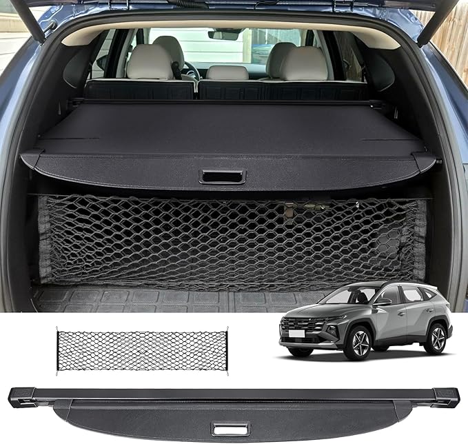 Cargo Cover for Hyundai Tucson 2022-2026, Retractable Trunk Cover Privacy Shade for 22-26 Hyundai Tucson, Leather + Net