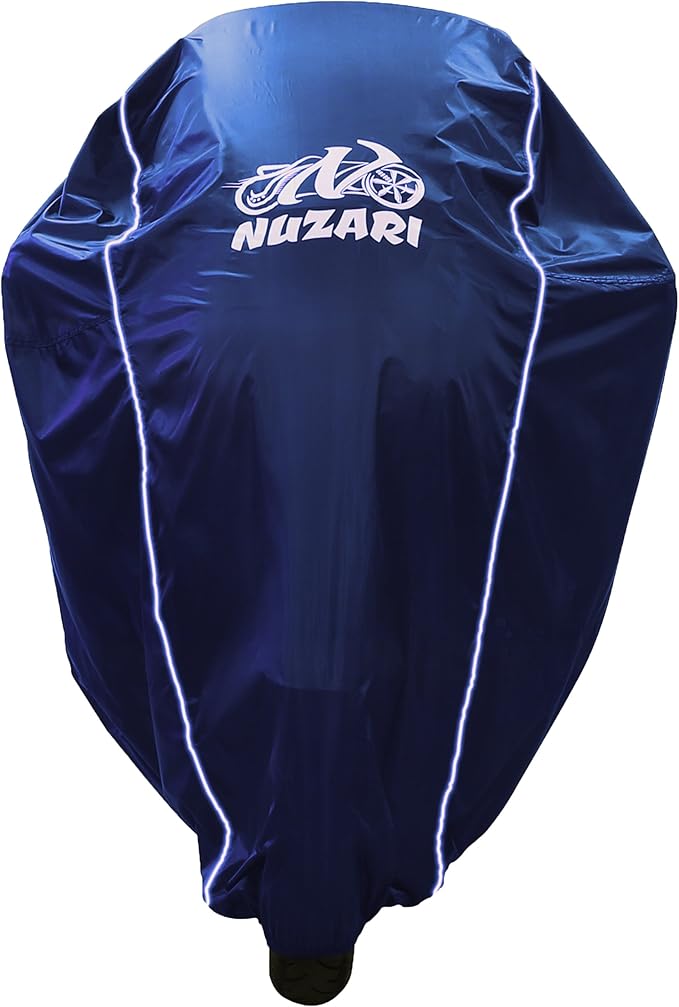 Nuzari Heavy Duty Motorcycle Cover - Motorcycle Covers Waterproof Outdoor Storage - Dirt Bike Covers (Navy, Medium)