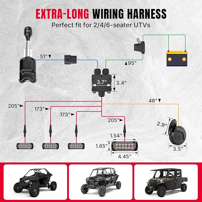 Oumurs UTV Turn Signal Kit with Lever Column Switch, 110dB Horn, Plug and Play, Pre-Wired Blinker Column Switch Compatible with Polaris, Golf Cart, Teryx, Can-Am, CFMOTO, ATV