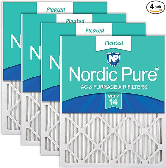 Nordic Pure 18x18x1 (Actual Size: 17 3/4 x 17 3/4 x 3/4) Pleated MERV 14 Air Filters 4 Pack