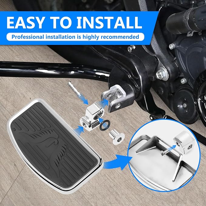 D-shaped Driver Footboards Front Rider Foot Rest Floorboards for Indian Scout Sixty Bobber 2015-2025 Models Foot Pegs Accessories(Chrome, J Wings)
