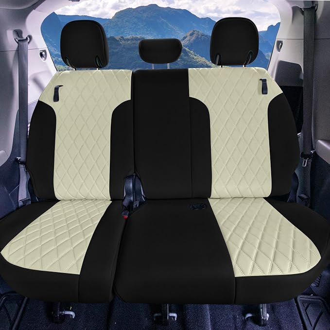 FH Group Custom Fit Car Seat Covers Specifically Made for Toyota Sienna 2021-2024, Beige Ultraflex Neoprene 3rd Row Set Automotive Seat Covers, 7-8 Seater SUV Seat Covers, Toyota Accessories