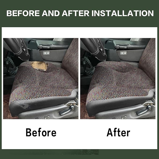 FZJDSD 4PCS Mist Gray Driver & Passenger Side Bottom and Top Lean Back Replacement Cloth Seat Covers Compatible with Dodge Ram 1500 2500 3500 1998 1999 2000 2001 2002
