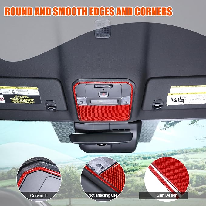 Daeiclru Front Reading Light Trim Panel Cover Compatible with Toyota Tacoma 2024 2025, Roof Reading Light Lamp Trim Cover Interior Decorative Accessories (Red)