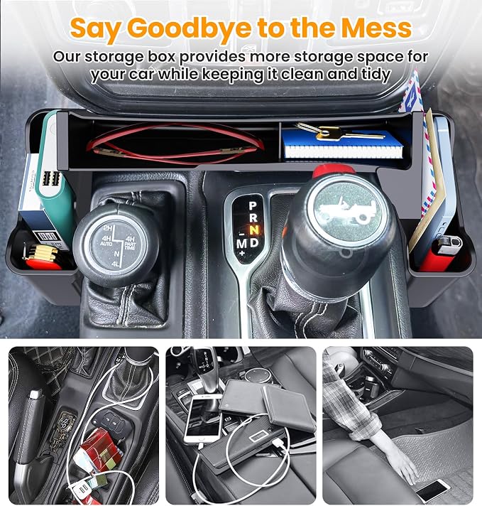 Eamplest Gear Shift Center Console Side Tray Organizer for Jeep Wrangler Bundle with Sun Visor Repair Kit