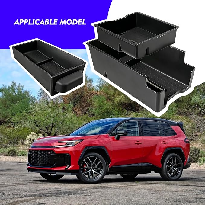 2pack 2026 Toyot a RAV4 Center Console Organizer Tray for 2026 Toyot a RAV4 XSE LE SE XLE Premium Woodland Console Tray & Silicone Drawer Tray for 2026 RAV4 Accessories Double Layer(NOT FOR Limited)