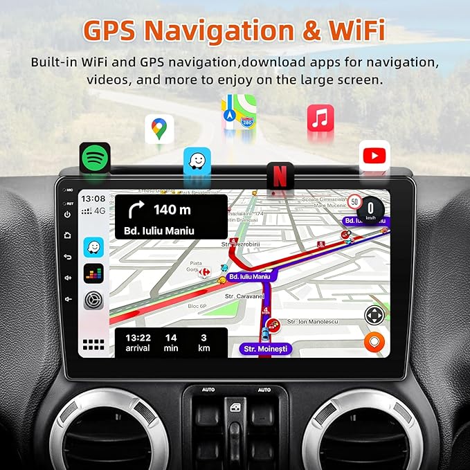 Car Radio Stereo for Jeep Wrangler JK 2007-2018,2+64G Android 13 Touch Screen Radio with Wireless CarPlay Android Auto Bluetooth GPS Navigation Backup Camera