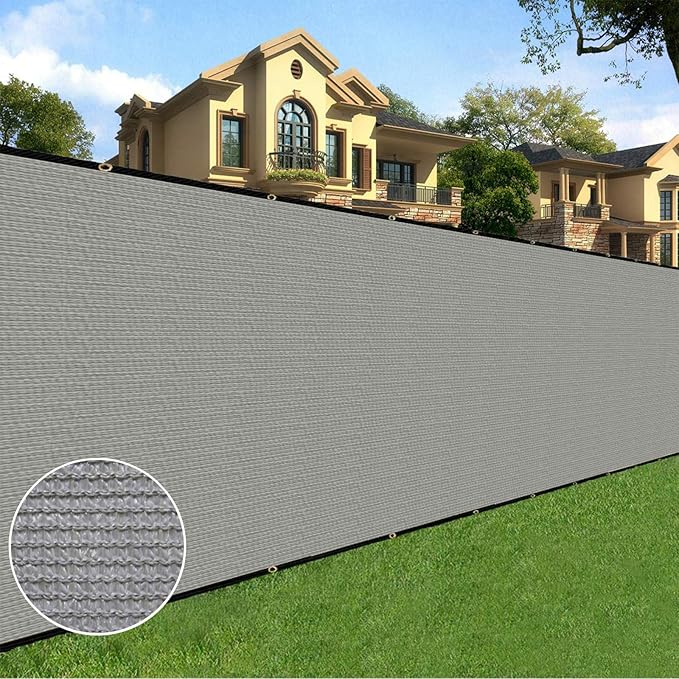 Sunnyglade 6 feet x 100 feet Privacy Screen Fence Heavy Duty Fencing Mesh Shade Net Cover for Wall Garden Yard Backyard (Grey, 6 ft X 100 ft)