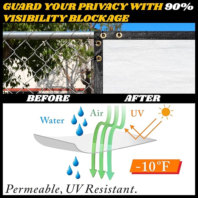Royal Shade Custom Size 5' x 42' White Fence Privacy Screen Windscreen Cover Netting Mesh Fabric Cloth - Cable Zip Ties Included (We Make Custom Size)