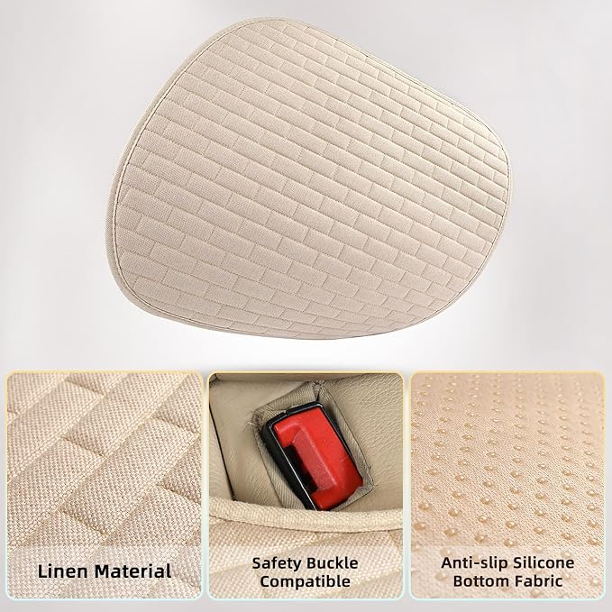 Car Seat Covers Front Seats,2 Pack Seat Covers for Cars Truck SUV,Front Seat Covers with Storage Pocket,Bottom Auto Seat Cushion Pad Mat for Most Vehicles-Beige,Front 2 Pcs