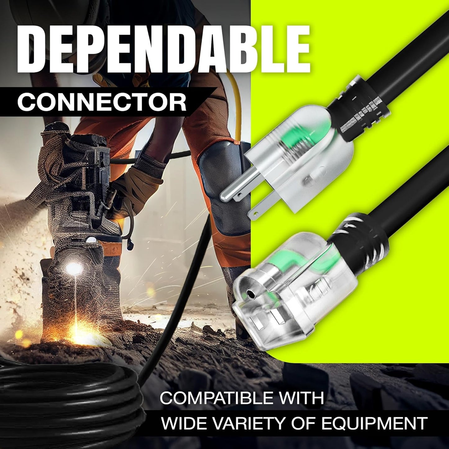 200ft Outdoor/Indoor Extension Cord 16/3 Gauge Heavy Duty 3 Prong SJTW, Waterproof, Flexible Cold-Resistant Long Power Cord,125 Amp 750W, Black by LifeSupplyUSA