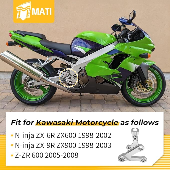 M MATI Right Footpeg Bracket for Kawasaki N-inja ZX-6R ZX600 N-inja ZX-9R ZX900 1998-2003 Z-ZR 600 2005-2008 35011-1875