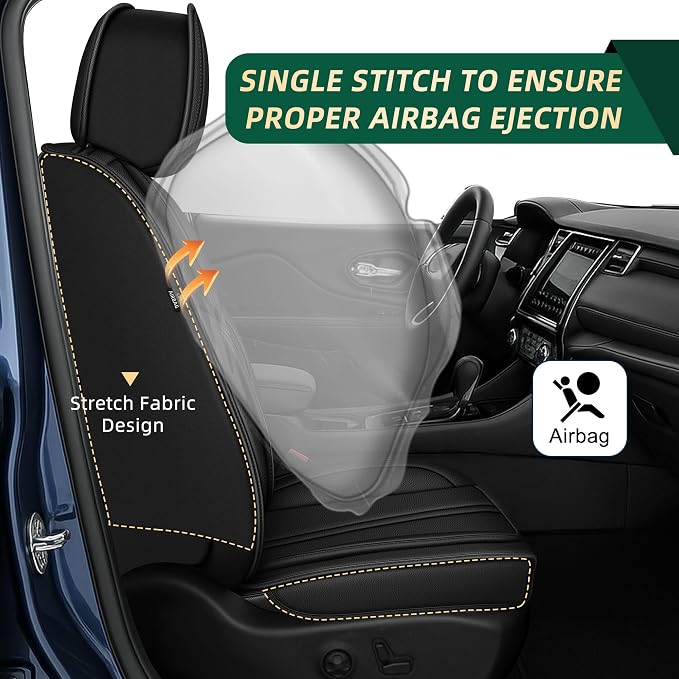 Seat Covers Fit for Ford Taurus 2002-2019: Waterproof Faux Leather Car Seat Covers - 2 PCS Front Seat Covers(Black)