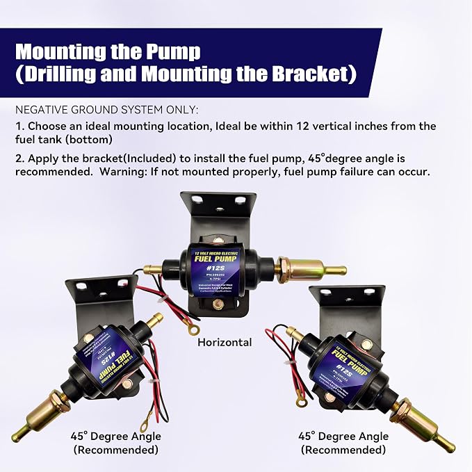 Micro Electric Gasoline Fuel Pump Universal with 5/16 Inch (8mm) ID Fuel Line Hose 6.56FT 12V 1-2A 35GPH 4-7 P.S.I. Operating Fuel Pressure