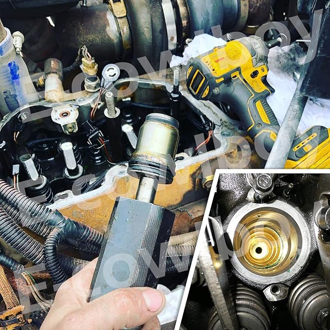 E-cowlboy 9U-6891 Injector Sleeve Cup Remover&Installer Set for CAT Caterpillar 3406E C10 C12 C15 C16 C-18 Engine Heavy Duty Steel (6 PCS)