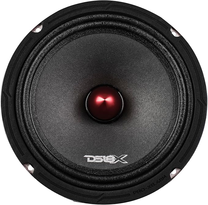 DS18 PRO-X8.4BM Loudspeaker - 8", Midrange, Red Aluminum Bullet, 550W Max, 275W RMS, 4 Ohms - Premium Quality Audio Door Speakers for Car or Truck Stereo Sound System (1 Speaker)