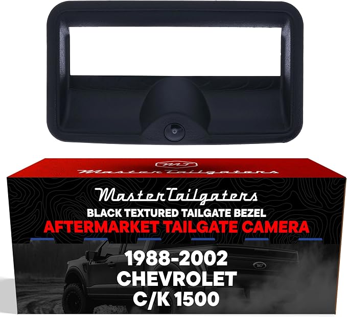 Master Tailgaters Black Tailgate Bezel with Backup Camera Replacement for Chevrolet C/K 1500 (1988-2002) | IP68 Waterproof | Parking Grid Lines Available | Easy to Install