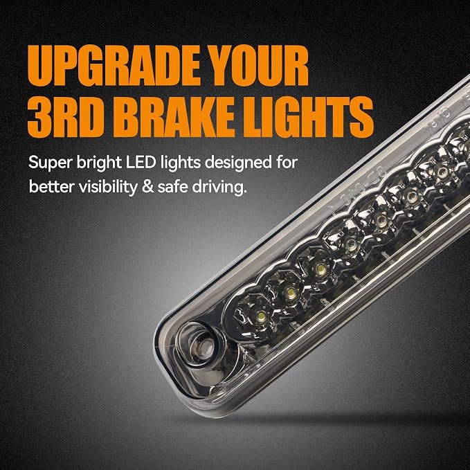 Third 3rd Brake Light LED for 1988-1999 Chevy/GMC C1500 C2500 K1500 K2500 Silverado Blazer, High Mount Rear Brake Lights Assembly Center Cab Cargo Lamp Stop Light