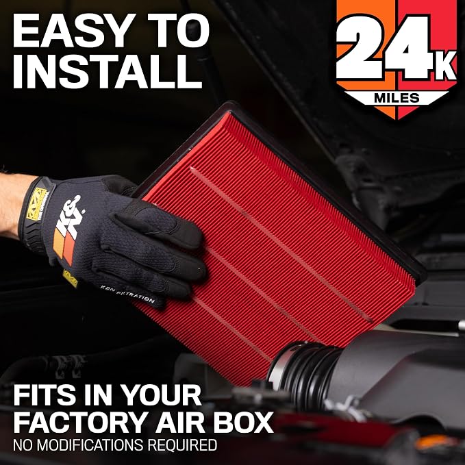 K&N Engine Air Filter: Extended Life 24,000 Mile Replacement Air Filter: Compatible with 2016-2022 Honda/Acura V6 (Odyssey, Passport, Pilot, Ridgeline, MDX), KNX-5041