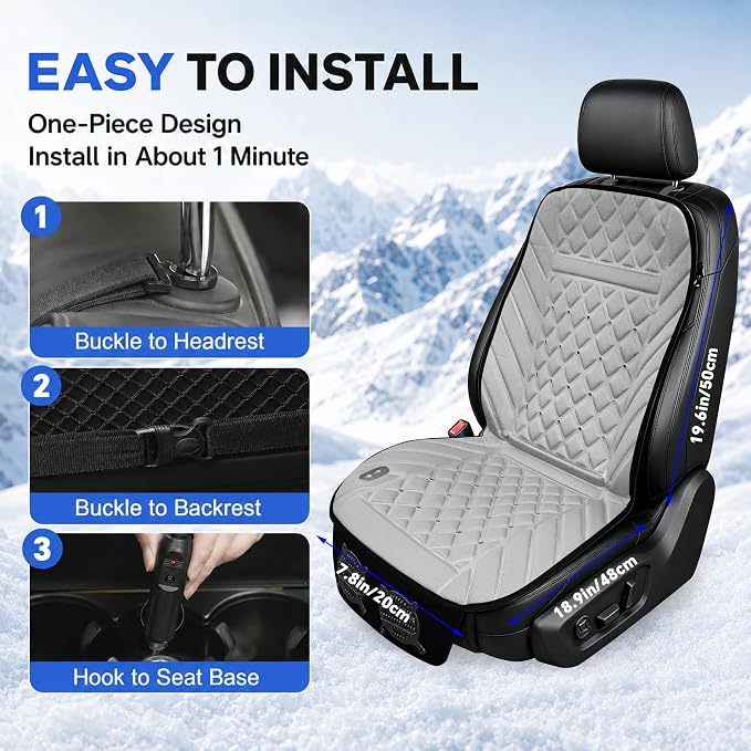 2026 Upgraded Ventilated Seat Cushion, 12V-24V Cooling Car Seat Cover for Front Seat, Cooled Seat Pad for Office Chair Sofa Car SUV Truck Universal Fit,Silver Gray
