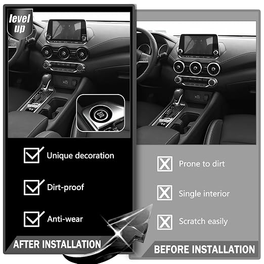 for Nissan Sentra 2025 2024 2020-2023 Accessories Knob Cover Set - Volume Tune Knob Covers, Air Conditioner, Air Vent Outlet Rings/Covers Push Start Stop Button Ring Trim for Sentra, 12Pcs (Black)