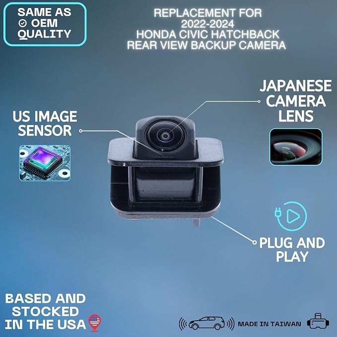 Backup Camera Replaces for 2022 2023 2024 Honda Civic Hatchback OE Part # 39530-T43-A01 39530T43A01