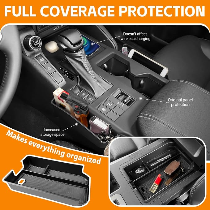 Center Console Organizer for 2024-2025 Toyota Land Cruiser Prado LC250 Center Console Cover Armrest Storage Tray Insert for Land Cruiser Accessories(Not fit Cool Box&W/o Wireless Charger)