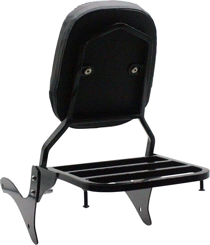 YHMOTO Sissy Bar Backrest + Luggage Rack Combo Fits for 2000-2011 Yamaha V-Star XVS 1100 Classic Dragstar XVS 1100 Classic (Black)