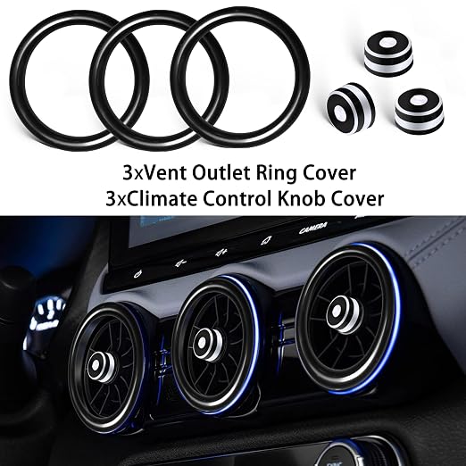 for Nissan Sentra 2025 2024 2020-2023 Accessories Knob Cover Set - Volume Tune Knob Covers, Air Conditioner, Air Vent Outlet Rings/Covers Push Start Stop Button Ring Trim for Sentra, 12Pcs (Black)