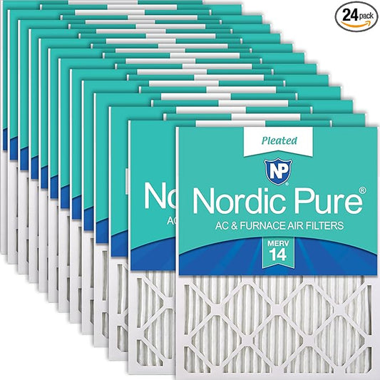 Nordic Pure 14x24x1 (Actual Size: 13 3/4 x 23 3/4 x 3/4) Pleated MERV 14 Air Filters 24 Pack