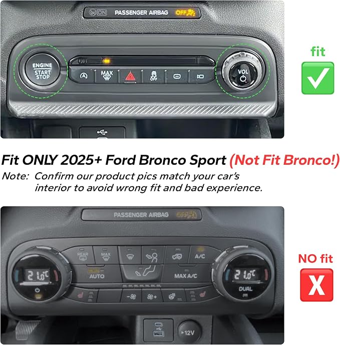 for 2025-2026 Ford Bronco Sport Accessories (Not for Bronco) 9PCS Aluminum Alloy Knob Cover Trim Set for Push Start, Volume, Air Vent Tabs, Headlight & Gear Shift Knob (Red)