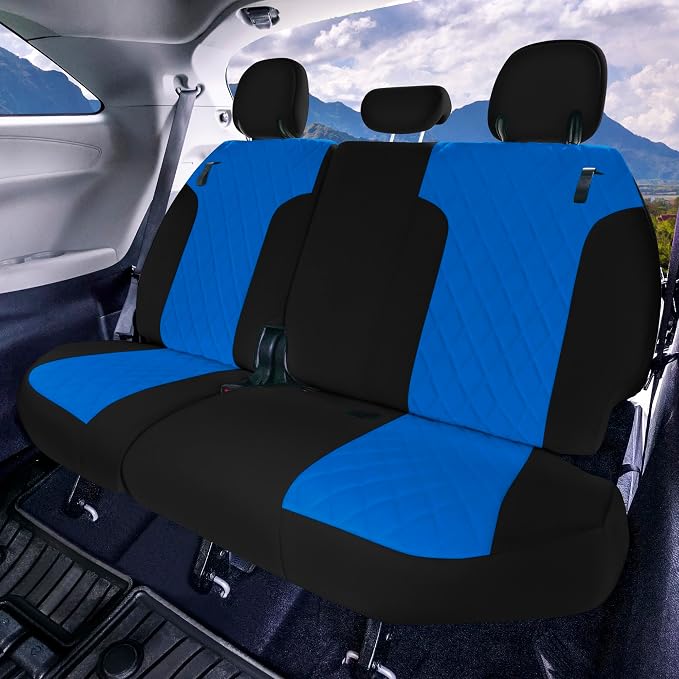 FH Group Custom Fit Car Seat Covers Specifically Made for Toyota Sienna 2021-2024, Blue Ultraflex Neoprene 3rd Row Set Automotive Seat Covers, 7-8 Seater SUV Seat Covers, Toyota Accessories