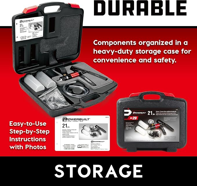 Powerbuilt Vacuum Pump Set with Hoses, Repair Components and Hydraulic Systems, Hoses, Reservoir and Adaptors, Bleed Air and Siphon Car Fluids 648774