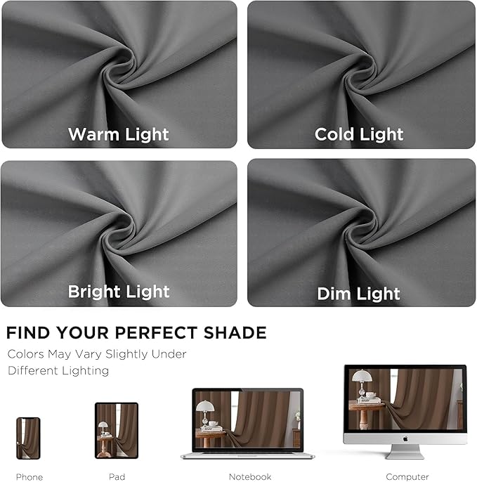 Joydeco Blackout Curtains 108 Inches Long, Thermal Insulated Black Out Curtains 2 Panels Set, Room Darkening Drapes for Living Room Window Rod Pocket Back Tab (W52 x L108 Inch, Light Grey)