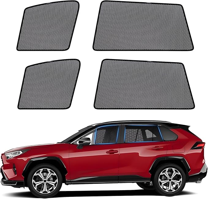 ZATOOTO Car Window Shades for Toyota RAV4 2019-2024, Car Window Cover for Side Window Sun Shade with Half-Cover Front Window Design for Rearview Sight, Visibility & UV Protection for Driving, Camping