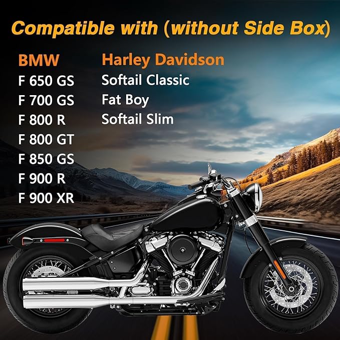 EVRBUL Motorcycle Cover Waterproof Heavy Duty 420D Outdoor Motorbike Sun Cover Compatible with Harley Heritage Softail Classic Fat Boy Softail Slim and up to 98’’ Most Motorcycle (Without Side Box)