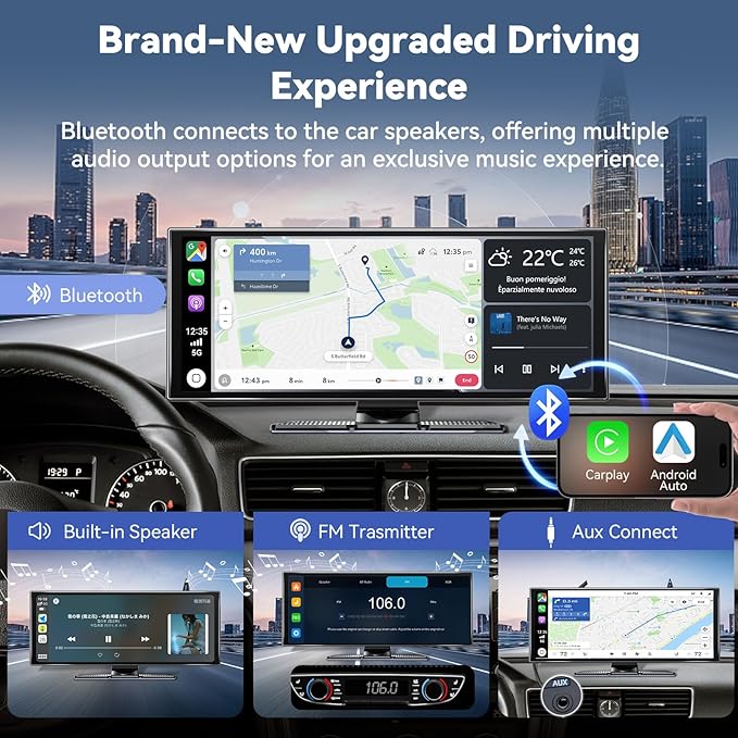 Carplay Screen for Car 11.5" Largest HD Screen for Carplay & Android Auto Car Stereo with 4K Dash Cam 1080P Backup Camera, GPS Navigation/Bluetooth/Mirror Link/Voice Control/AUX/FM/Siri
