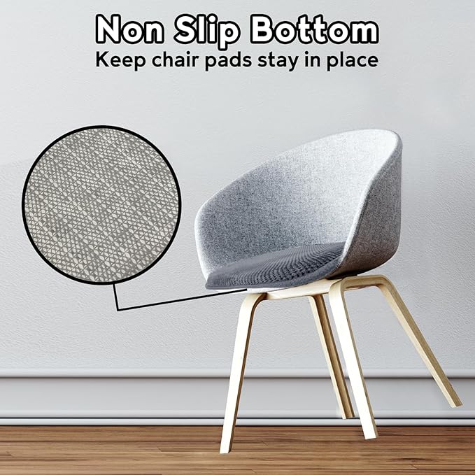 Grey Kitchen Chairs Cushions Set of 2 Non Slip Foam Patio Seat Cushions Washable Soft Thick Pads Large Wooden Metal Tapered Dining Chair Cushions,17" x 15"