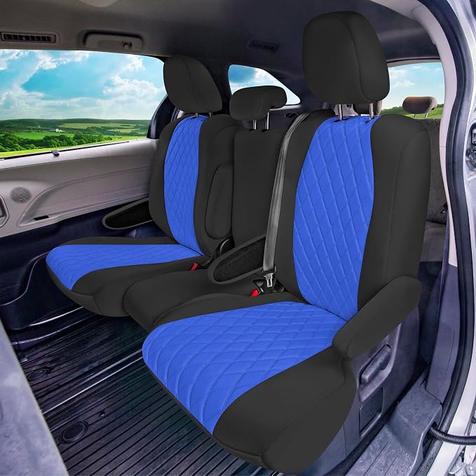 FH Group Custom Fit Car Seat Covers Specifically Made for Toyota Sienna 2011-2020, Car Seat Cover 2nd Row Set, 8 Seater Automotive Seat Covers in Blue Neoprene, Waterproof and Washable Seat Covers