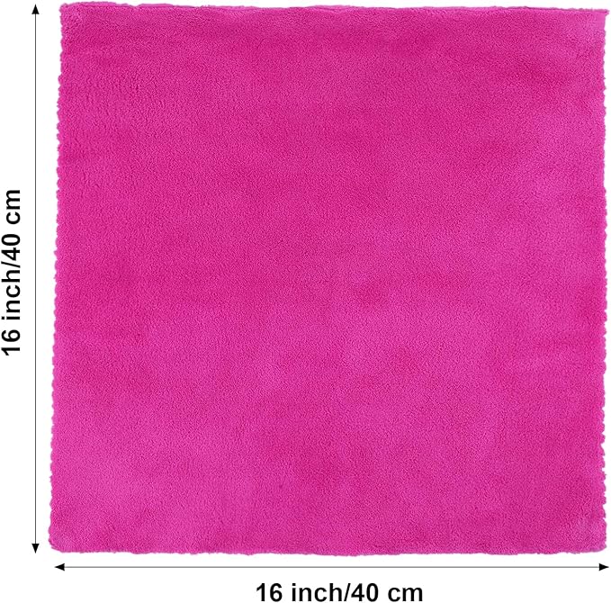 Shimeyao 30 Pcs Edgeless Microfiber Plush Towels for Cars Detailing Drying Wash Polishing Absorbent Cleaning Cloths, 500 GSM (16 x 16 Inch,Fuchsia)