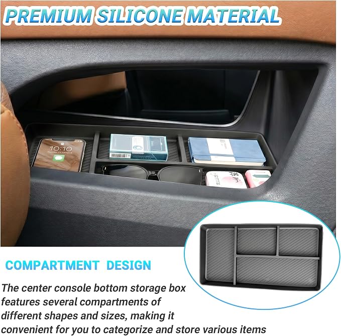 Center Console Organizer Compatible with 2022-2025 Nissan Pathfinder Accessories, 3PCS Middle Armrest Insert Tray＆Console Bottom Storage Box＆Dashboard Organizer Box, Fits 9-inch Screen