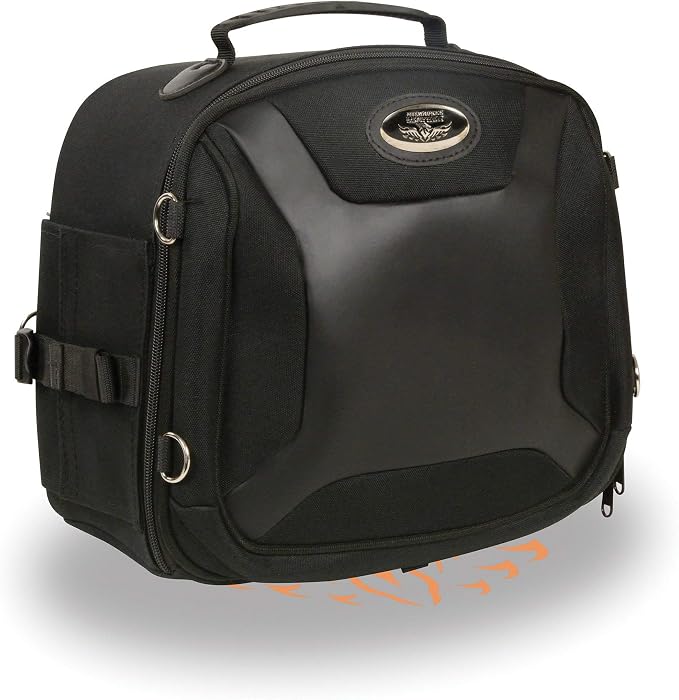 Milwaukee Leather MP8190 Small Black 'Sporty' Motorcycle Textile and PVC Sissy Bar Rack Bag - Small