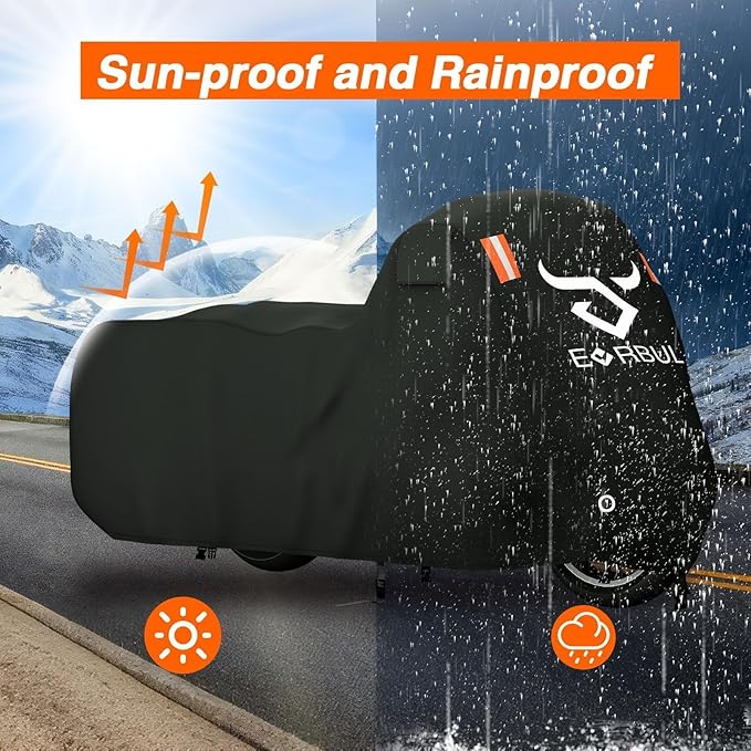 EVRBUL Motorcycle Cover Compatible with Harley Davidson Touring Models Road Glide Road King Electric Glide Heritage Classic Heavy Duty 420D Waterproof Outdoor Motor Sun Cover Protection